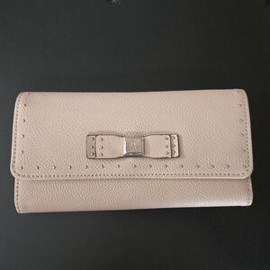 Nine West Blush Pink Studded Trifold Wallet Zip Coin Pocket Light Gold Interior
